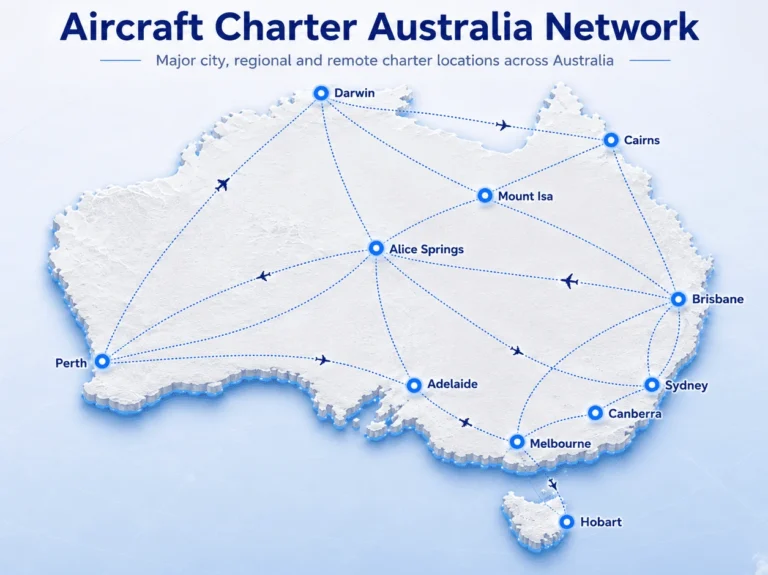 Aircraft charter Australia route map